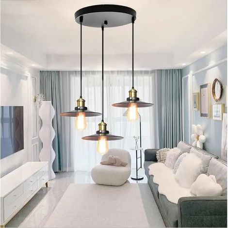Retro Suspension Luminaire Industrielle,Lampe Plafonnier Vintage en Fer Style Edison pour Salon Chambre (1/4)