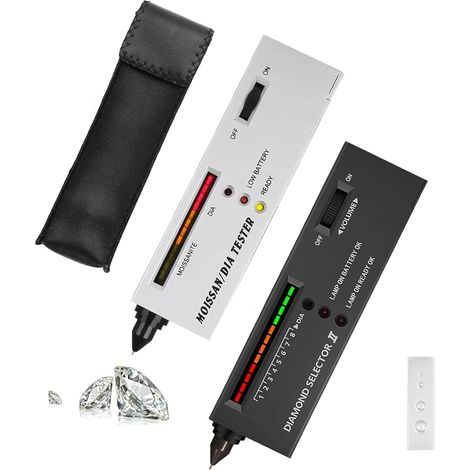 Testeur de bijoutier, Testeur de Diamant électronique, Diamond Selector, testeur de Diamant Audio LED Portable avec sélecteur de Diamant II, testeur de moissanites, 2 manuels, 2 Plateaux (1/5)