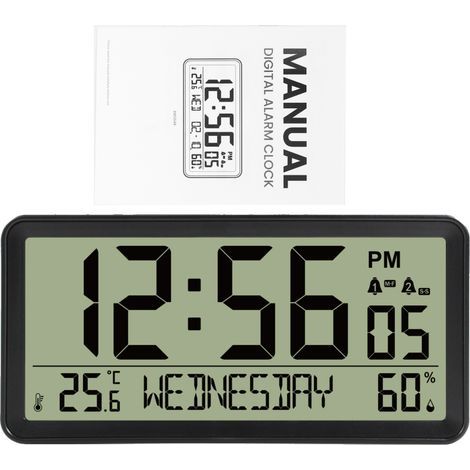 LCD Digital Alarm Clock, Température Humidité, Date Backlight Snooze (Petit pour Maison Chambre Bureau) (1/5)