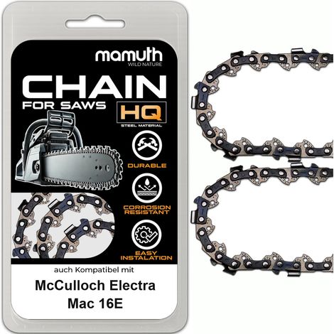 2x Chaîne de tronçonneuse 40cm 1,3mm 3/8" 54TG pour McCulloch Electra Mac 16E (1/4)
