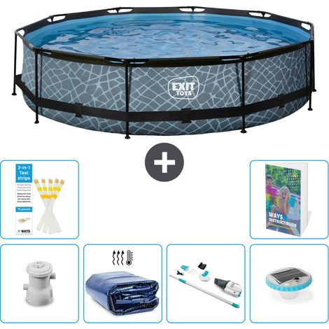 Exit Pool Rund - Steinoptik - 360x76 cm - 7-teilig S204