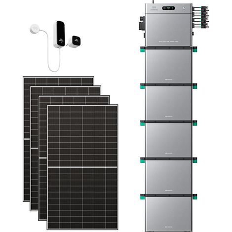 Zendure SolarFlow 2400 Pro – 2400W AC bidirektional, 4800W PV-Eingang, bis 16,8 kWh erweiterbar, Plug & Play, IP65, mit Smart Meter D0 (2.4 kWh), 500W×4 bifazialen Panels