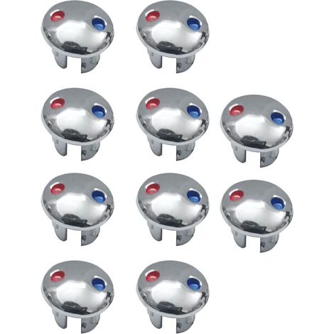 Lot de 10 plaques de décoration pour poignée de robinet d'eau chaude et froide (argenté) (1/5)