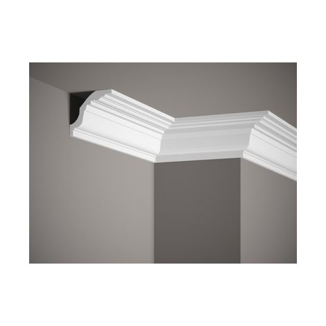 Corniche de plafond blanc mate en polymère L: 200,00 (cm) x H: 8,00 (cm) x P: 8,00 (cm) (1/3)