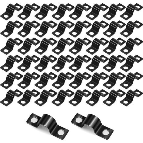 Paquete de 100 clips y sujetadores negros para cables de montaje de películas de invernadero para plantas de jardín y suministros de invernadero. (1/4)