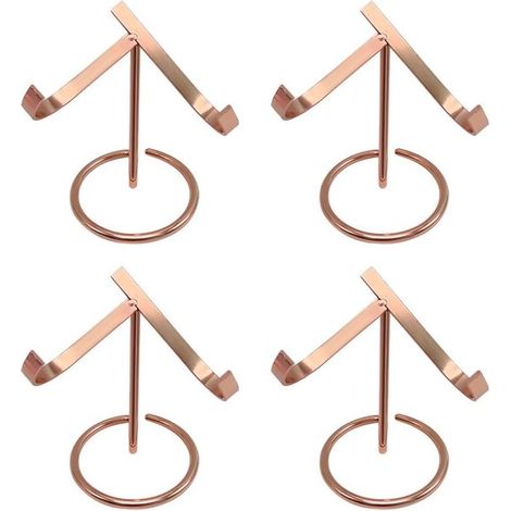 Supports pour minéraux, pierres précieuses et cristaux, lot de 4, présentoirs en métal en forme de cœur, 5 x 6 x 6,7 cm, pour collectionneurs et bijoux, or rose (1/5)