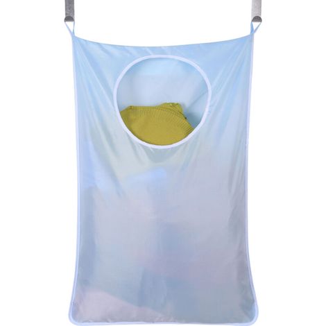 Sac à linge suspendu derrière la porte, sac de rangement ménager, sac à linge sale, panier à linge grande capacité (bleu) (1/5)