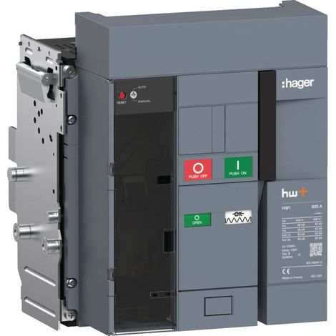 Disjoncteur Ouvert HW1 66kA 800A 3P Débrochable pour TU sentinel - HAGER HW1E308DB