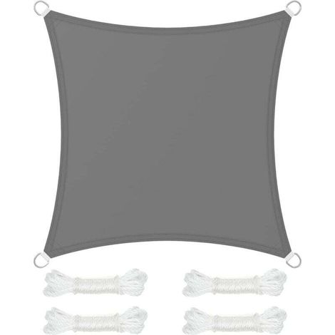 Voile d'ombrage 3 x 3 m. colonne d'eau 665 mm. polyester indéchirable. protection UV 93 %. terrasse. jardin. balcon. carré. 2 gris