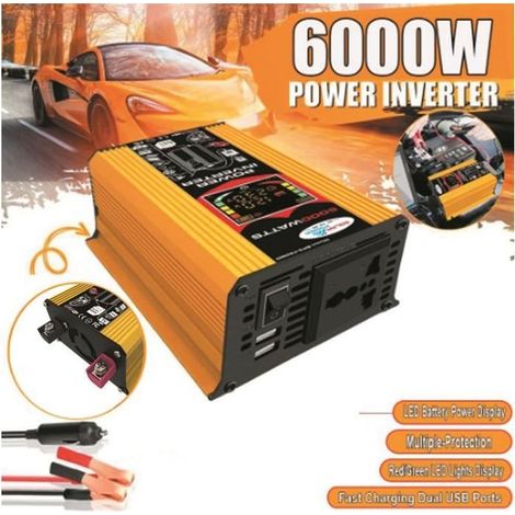 QINGQUE Wechselrichter - 6000W - DC 12V auf AC 220V - LCD-Display - 2 USB-Anschlüsse (1/5)