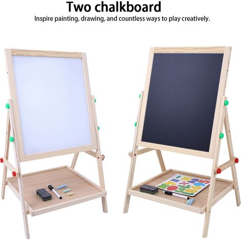 Tableau à dessin en bois double face 2 en 1 pour bébés et enfants (1/5)