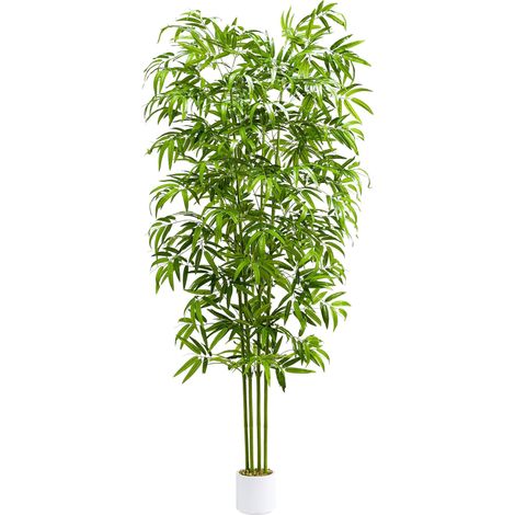Bambou Plante Artificielle, 180cm Fausse Plante Arbre Artificiel, Plante Verte Artificielle avec Un Vase Blanc, Aspect Réaliste Fake Plant pour Décoration d'Intérieur de Bureau ou Salon ou Maison (1/5)