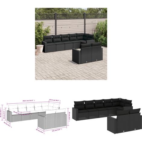 8-tlg. Garten-Sofagarnitur mit Kissen Schwarz Poly Rattan - Gartensorganisation - Outdoor Möbel - Gartenlounge - Lounge Set - Esstischset - Home & Living (1/3)