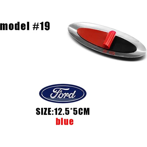 (Modèle 19 12,5 x 5 cm) - Convient pour : Logo de calandre avant, logo de capot, emblème autocollant bleu, accessoires automobiles. Convient pour : Focus mk2 mk3, Fiesta F150 F250, Ranger, Mondeo mk4 (1/5)