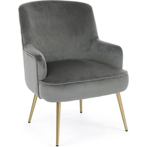 Poltrona Clelia grigio effetto velluto oro (1/5)