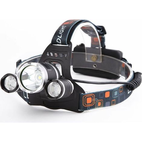 Lampe Frontale LED Rechargeable 3000 Lumen, 4 Modes d'Éclairage, Étanche IPX4, Lampe Torche Puissante pour Pêche, Camping, Randonnée, Chasse, Cyclisme, Course à Pied (1/5)