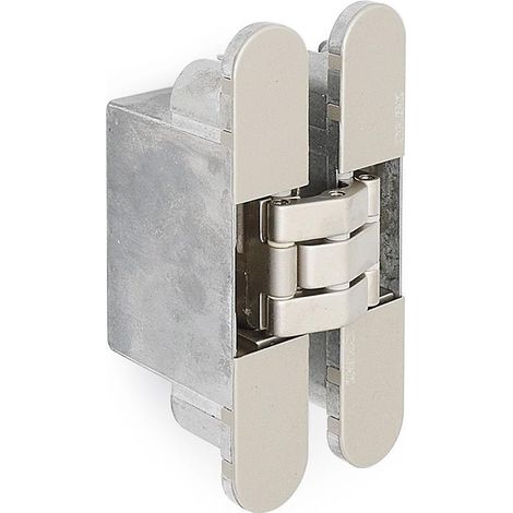 BISAGRA INVISIBLE KTWIST K2000 NIQUEL SATINADO AUTOCERRANTE. REVERSIBLE. 160X75mm.
