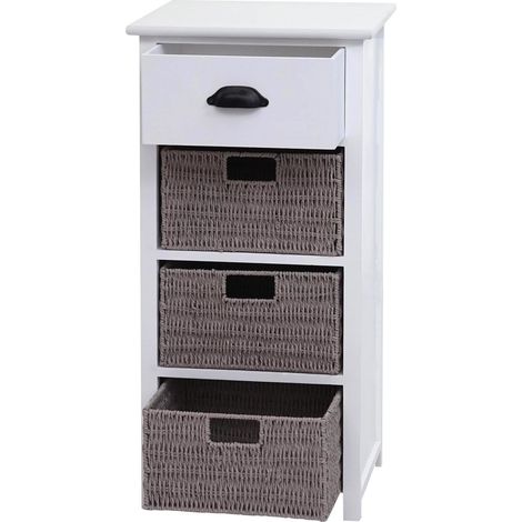 Commode polyvalente avec paniers et tiroir 83x40x29 cm en bois blancs 040006505 (1/5)