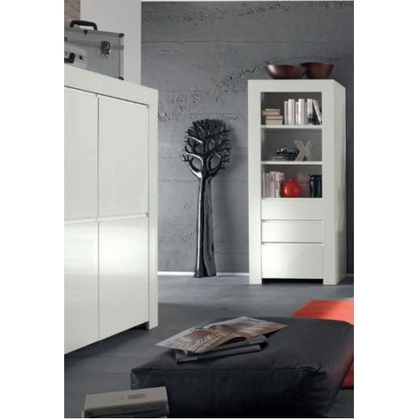 Columna-Vitrina 2 cajones y 1 puerta LAZARRO blanco lacado 70 x 170 cm