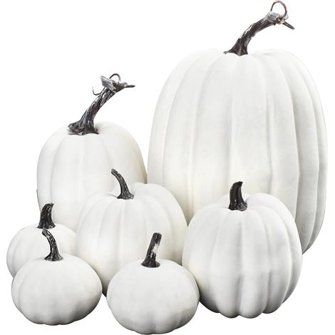 Ensemble de 7 citrouilles artificielles décoratives pour Halloween, avec fissure. (1/5)