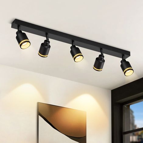 GBLY Deckenstrahler Modern Schwarz Deckenleuchte: 5 Flammig Schwenkbar Deckenspot Flurlampe GU10 Deckenlampe Metall Innen Wandstrahler für Küche Büro Wohnzimmer Schlafzimmer, Ohne Leuchtmittel