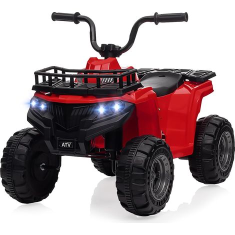 GARVEE Kinder Elektro Quad 12V, 2-6 Jahre Offroad ATV mit Musik & Lichtern, 4 Räder, 2 Geschwindigkeiten, 30kg Tragkraft, Ideal als Geschenk, Rot (1/5)