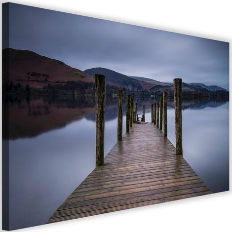 Tableau sur toile Passerelle au bord du lac 60x40 (1/5)