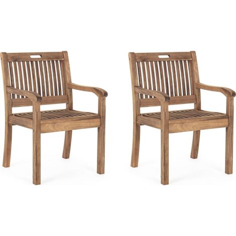 Lot de 2 fauteuils d’extérieur NOEMI – Bois d’acacia huilé (1/5)