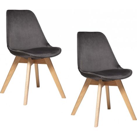 Lot de 2 chaises en velours style scandinave Helsinki Atmosphera - Gris foncé