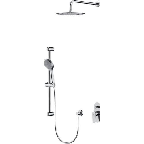 Cersanit Moduo - Set de douche avec mitigeur encastré, avec corps d’encastrement, diamètre 25 cm, 3 jets, chrome S952-011 (1/2)
