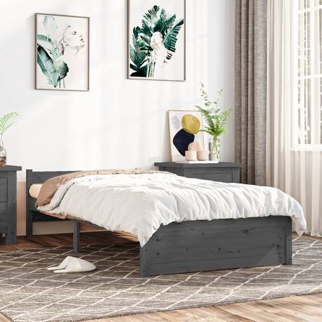 Estructura de cama individual sin colchón madera gris 75x190 cm vidaXL (1/5)