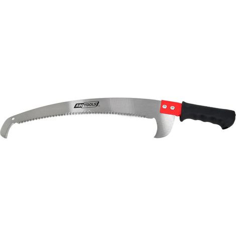 Sierra para ramas con gancho, Awtools, modelo 430mm, ideal para cortes precisos en ramas gruesas, gancho para mayor control, herramienta profesional, diseño duradero