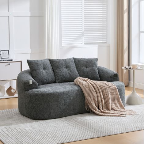 2-Sitzer Sofa 164x92x60 cm Grau Chenille mit tiefer Sitzfläche und Taschenfederkern (1/5)