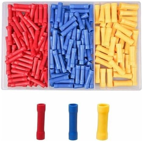 INHHUB 200-Piece Round Crimp Terminals for Automotive Electrical Connectors, Insulated Crimp Terminals for 0.5mm²-6mm² Cables (Red, Blue, and Yellow) - INHHUB (1/5)