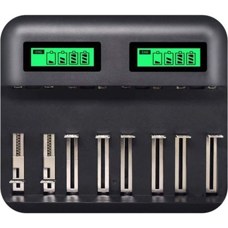 Chargeur de Piles Rapide Chargeur Intelligent avec Ecran LCD Claire Rétro-éclairé pour Piles Rechargeables AA/AAA (1/5)