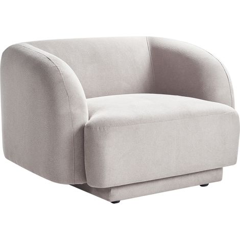 Sillón curvado glam art deco con reposabrazos tela gris claro Skjanes (1/5)