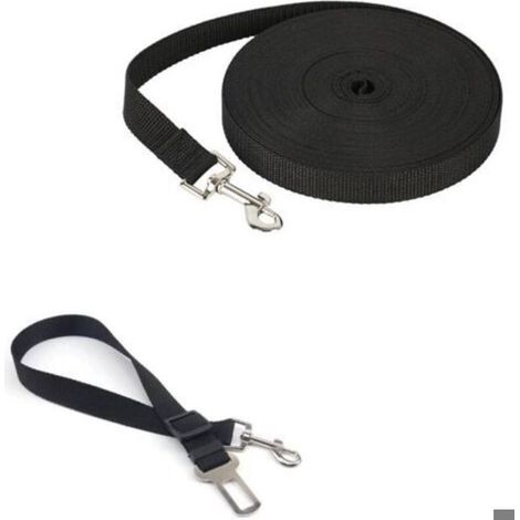 Laisse de sécurité pour chien - LON® - Ceinture voiture réglable - Noire - 10 m / 0,55-0,70 m (1/5)
