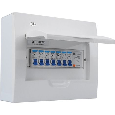 6-fach Leitungsschutzschalter, Fehlerstromschutzschalter, 63 A, 30 mA, RCd4MCB (3 x 6 A, 2 x 16 A, 1 x 32 A)