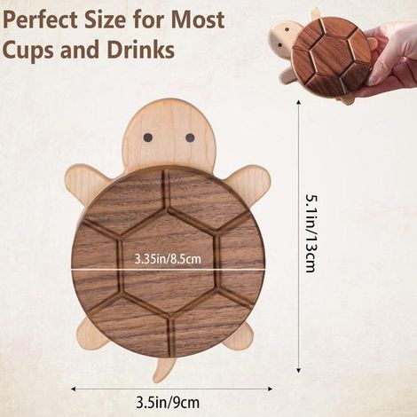 Niedlicher Untersetzer aus Holz in Schildkrötenform hochwertiger, hitzebeständiger Getränkehalter mit einzigartigem Schildkrötenmotiv für Kaffee, (1/5)