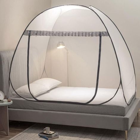 Klappbett mit Netzrücken, für Kinder, Mädchen und Jungen, geeignet für den Innen- und Außenbereich (XL Einzelbett, grau) (1/5)