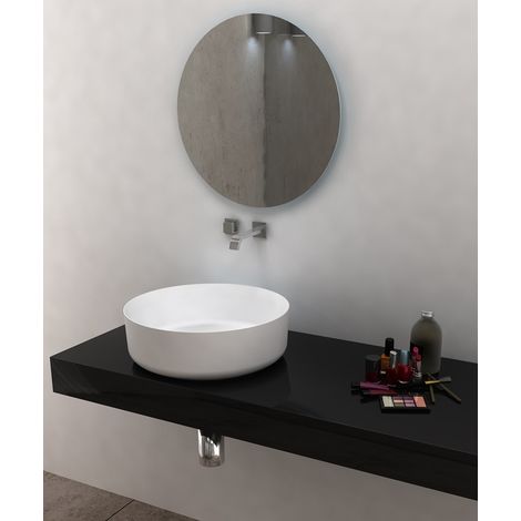 Vasque ronde à poser en solid surface Blanc mat - Uvira