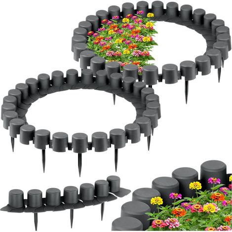 8x Graue Garten-Palisadenzaun-Rasenbegrenzung 440 cm (1/5)