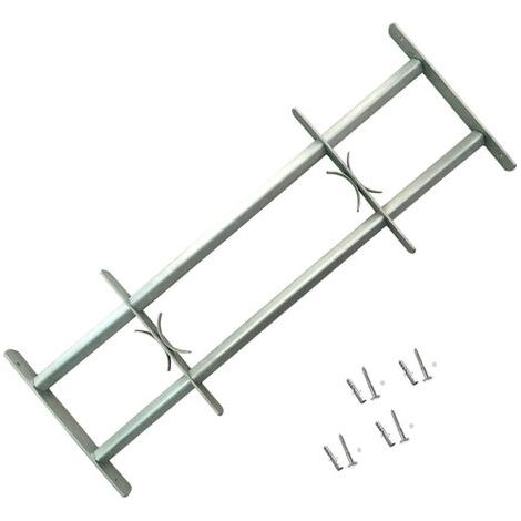 Grille de sécurité réglable pour fenêtres 500-650 mm – Acier galvanisé durable – Installation horizontale – Avec 2 barres transversales (1/4)
