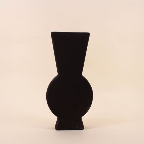 Vase design géométrique en grès, H38cm