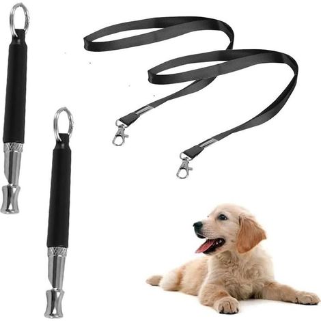 Set mit 2 Hundepfeifen für Rückruf und Training, verstellbare Pfeifen mit Schnur, geräuschlose Ultraschallpfeifen für Hundetraining und das Erlernen von Tricks (schwarz) (1/5)
