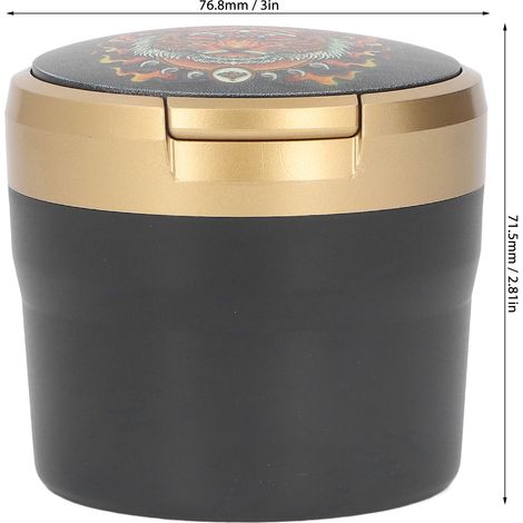 Cendrier de voiture avec couvercle lumineux LED, cendrier portable sans fumée pour véhicule, idéal pour voyage extérieur, Tigre Doré (1/5)