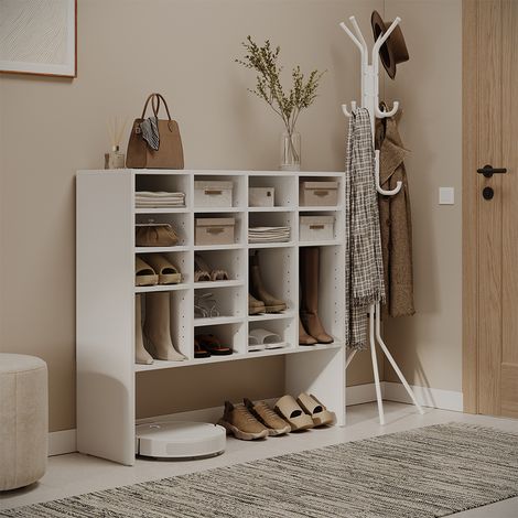 Schuhschrank Hermia, Weiß, 104.2 x 99 cm mit 16 offenen Fächern, Vicco (1/5)