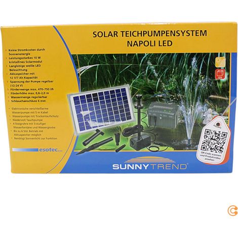 [GEBRAUCHT] B-Ware Esotec Napoli Led Solar Pumpenset Pumpe Beleuchtung Solarpumpe Set Lampe 750l/H