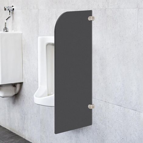 Parete divisoria per orinatoio maschile, parete divisoria per WC, montaggio a parete, parete divisoria per orinatoio, parete per orinatoio, schermo per la privacy del WC, 90 x 40 cm (nero, angolo arro (1/5)