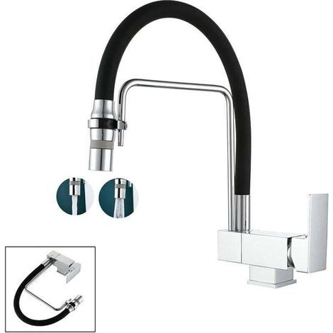 Foldable Kitchen Mixer Tap - Under Window Kitchen Faucet with 2 Spray Modes, Brass - Folding Kitchen Mixer Tap (1/4)